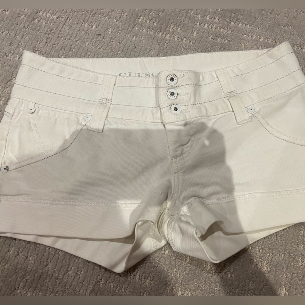 Guess white denim jean shorts